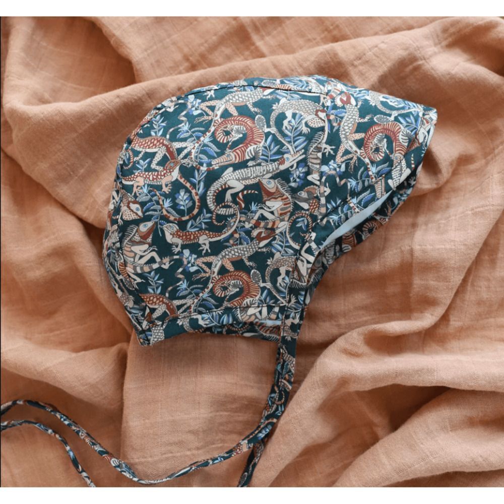 Briar Brimmed Winston Bonnet Lizard Print Liberty Fabric Size 18-24M